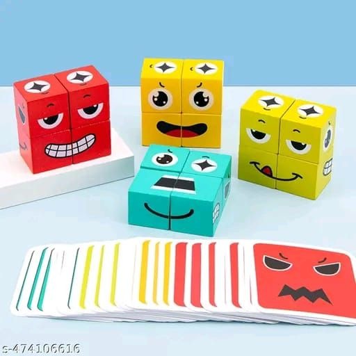 Wooden Face Changing Magic Cube Puzzle 2-4 Players