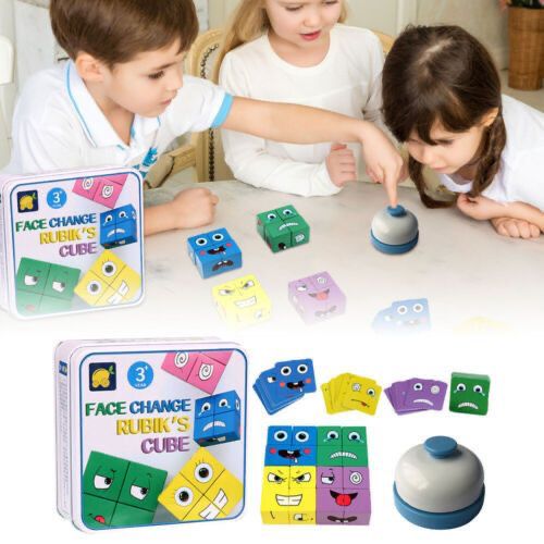 Wooden Face Changing Magic Cube Puzzle 2-4 Players