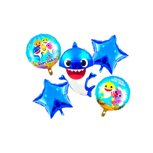 Foil baloon theeme 5 pice set baby shark