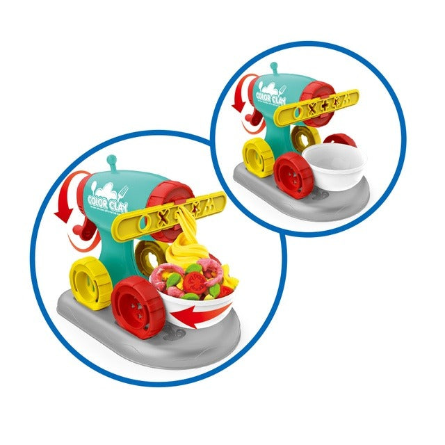 Color Clay Noodle Maker Set for Kids 3+ | DIY Kitchen Play Dough Toy with Burger, Pizza, Ice Cream & Tools | Creative Food Maker Kit | Birthday Gift for Boys & Girls