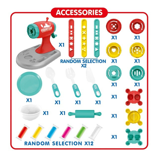 Color Clay Noodle Maker Set for Kids 3+ | DIY Kitchen Play Dough Toy with Burger, Pizza, Ice Cream & Tools | Creative Food Maker Kit | Birthday Gift for Boys & Girls