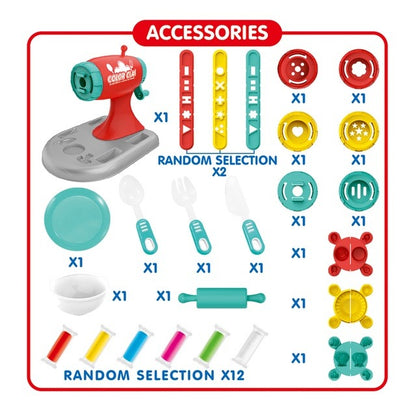 Color Clay Noodle Maker Set for Kids 3+ | DIY Kitchen Play Dough Toy with Burger, Pizza, Ice Cream & Tools | Creative Food Maker Kit | Birthday Gift for Boys & Girls